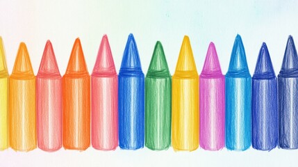 Colorful crayons row