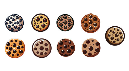 Chocolate chip cookie vector icon
