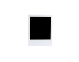 Classic vertical white instant photo frame with a blank square center and wide bottom border.