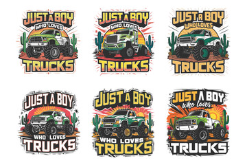 Monster trucks desert adventure graphic off road cactus
