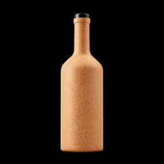 Minimalist large bottle with natural cork texture on a black background, ideal for modern home decor and creative design use