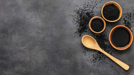 Dark spices on grey background