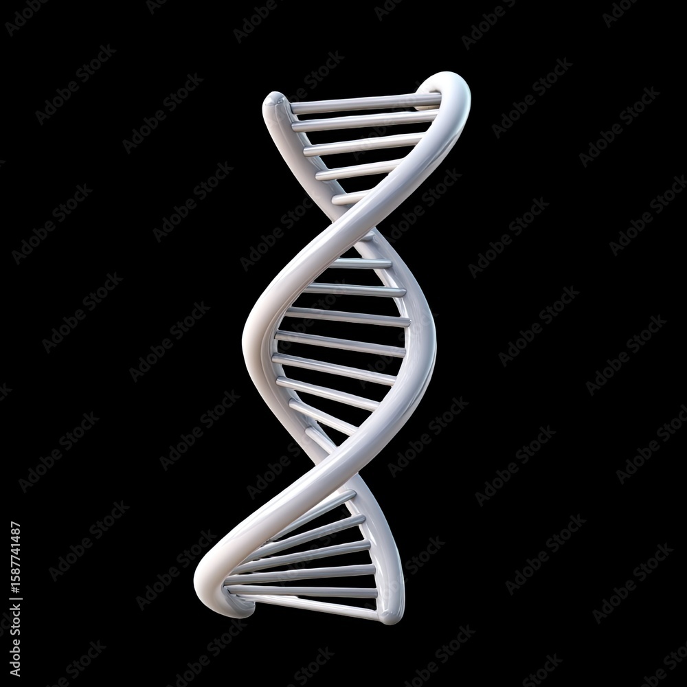 Fototapete 3d rendering of dna helix structure on black background for scientific and educational use