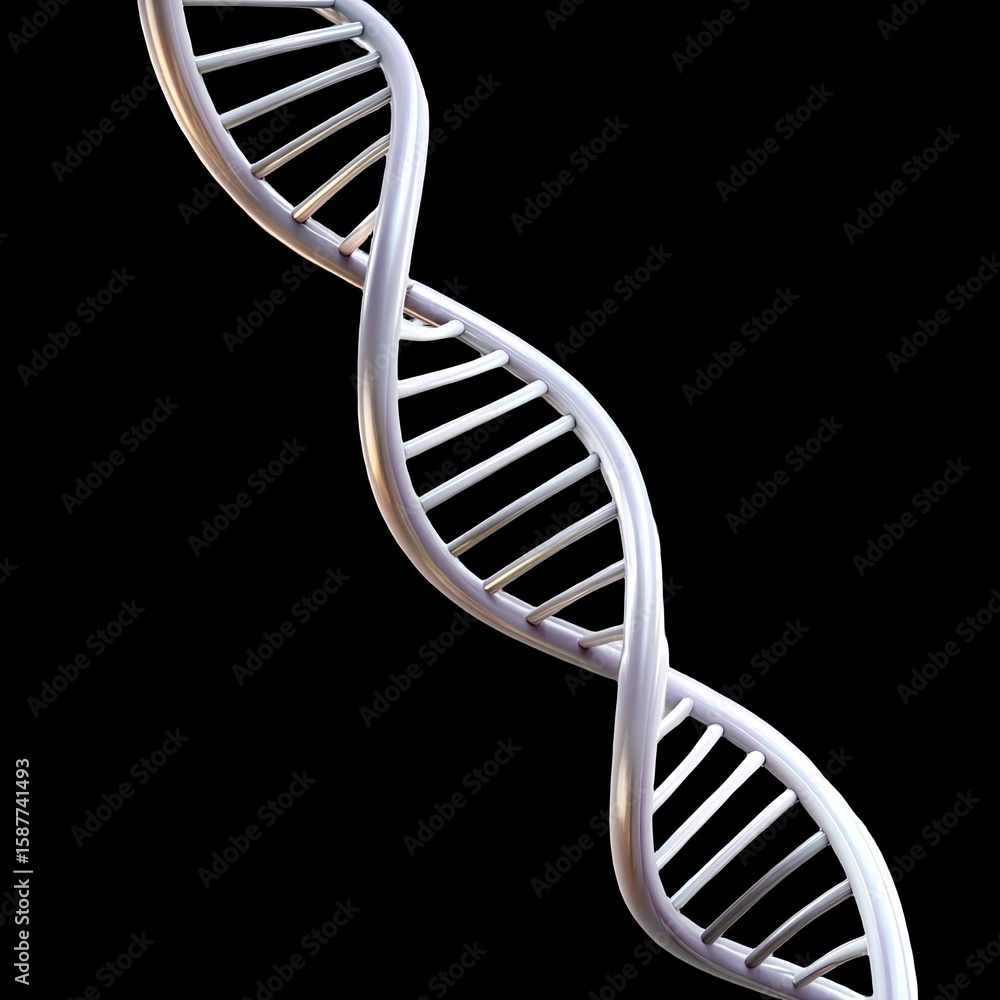 Aufkleber detailed representation of a dna double helix structure on a dark background for scientific concepts