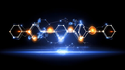 Blue geometric shape abstract technology background with hexagons and circles