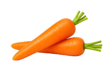 Fresh Whole Carrots with Green Stems Isolated on Transparent Background