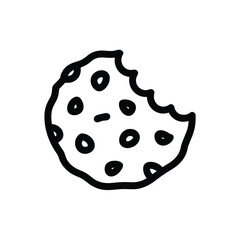 Hand Drawn Chocolate Chip Cookie with a Bite Taken Out of It