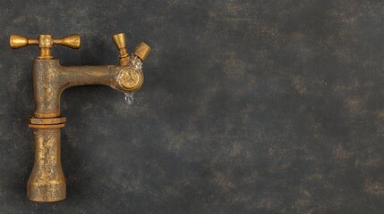 Vintage brass faucet dripping water