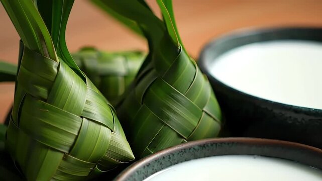 Ketupat and Creamy Rice Pudding