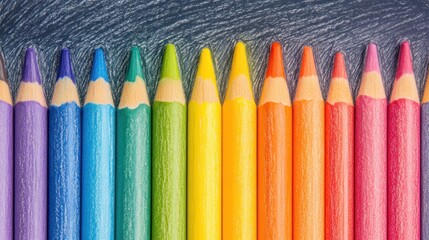 Colorful colored pencils spectrum