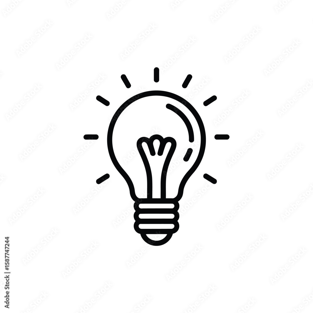 Aufkleber light bulb icon symbolizing idea innovation and solution in simple outline style
