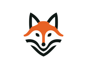 Obraz premium Minimalist geometric fox head vector logo design
