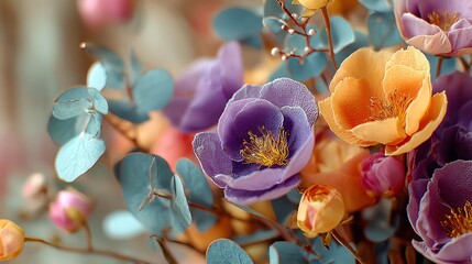 Pastel Flowers Eucalyptus Bouquet