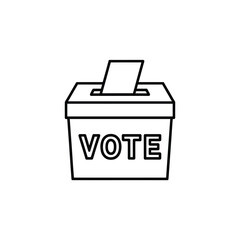 Simple Vote Box Icon with Ballot Paper Election Symbol in Outline Style