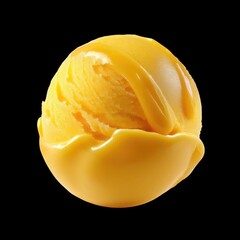 Creamy Orange Dessert Sphere with Textured Surface on Black Background Perfect for Culinary Inspiration and Food Photography
