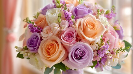 Pastel rose bouquet wedding flowers