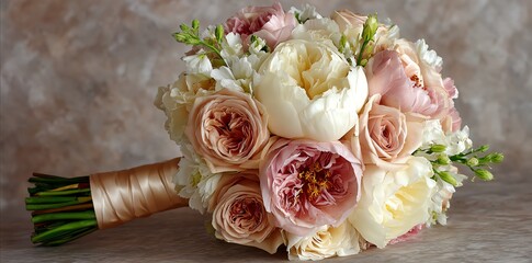 Pastel Rose and Peony Wedding Bouquet