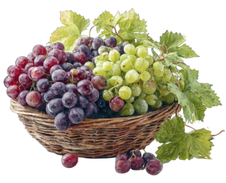 Fresh grapes in a woven basket (1)
