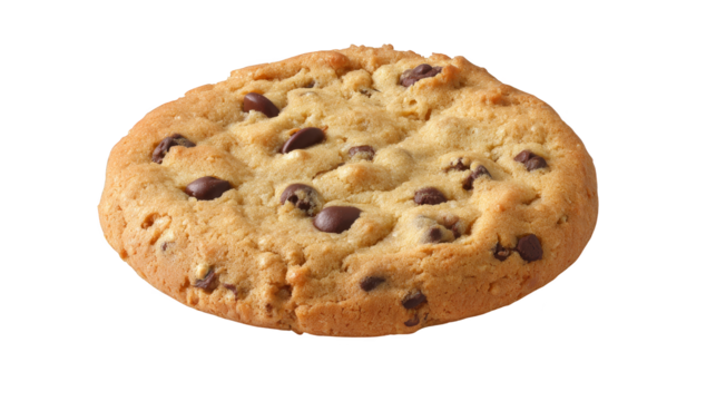 Warm, goldenbrown chocolate chip cookie fresh from the oven, a delicious treat delicious