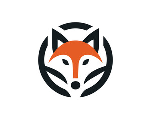 Obraz premium Sleek geometric fox head logo design in minimalist style