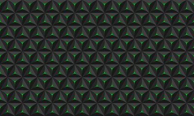 glowing green light pattern with repeating triangular and diamond shapes in a modern digital design