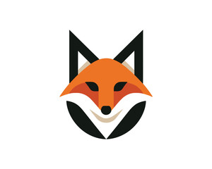 Obraz premium Bold Geometric fox head logo design in modern minimalist style