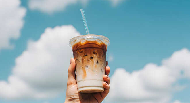 Refreshing Swirl Ice Cream Iced Coffee on a Bright Summer Day