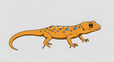 Obraz premium Cartoon Lizard Illustration: Orange Reptile with Blue Spots on White Background