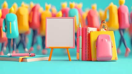 Colorful Stationery Items and Blank Frame for Creative Projects