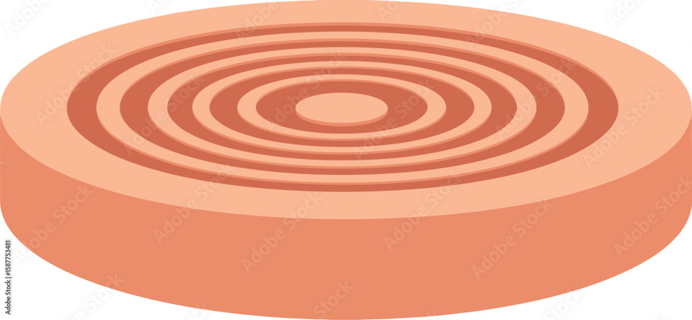 Poster a circular platform with concentric rings in a light orange color on white background