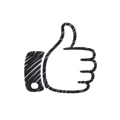 Hand-drawn style thumbs-up vector icon for social media likes, feedback buttons, approval indicators, UI design elements, marketing materials