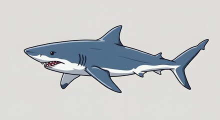 Naklejka premium Cartoon Shark Illustration - Cute Marine Animal