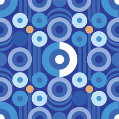 Seamless blue Bauhaus circle pattern background wallpaper