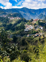 Village in the mountain landscape on Madeira, Portugal.