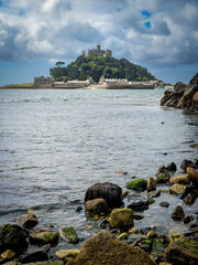 St Michaels Mount, tidal island at Marazion at the coast of Cornwall, England.