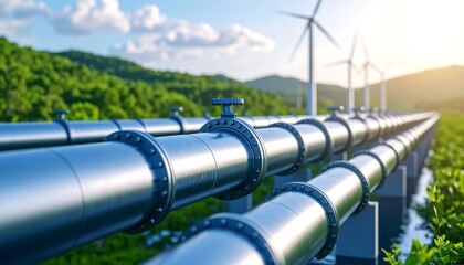 Sustainable Energy Infrastructure: Pipelines and Wind Turbines in Harmony