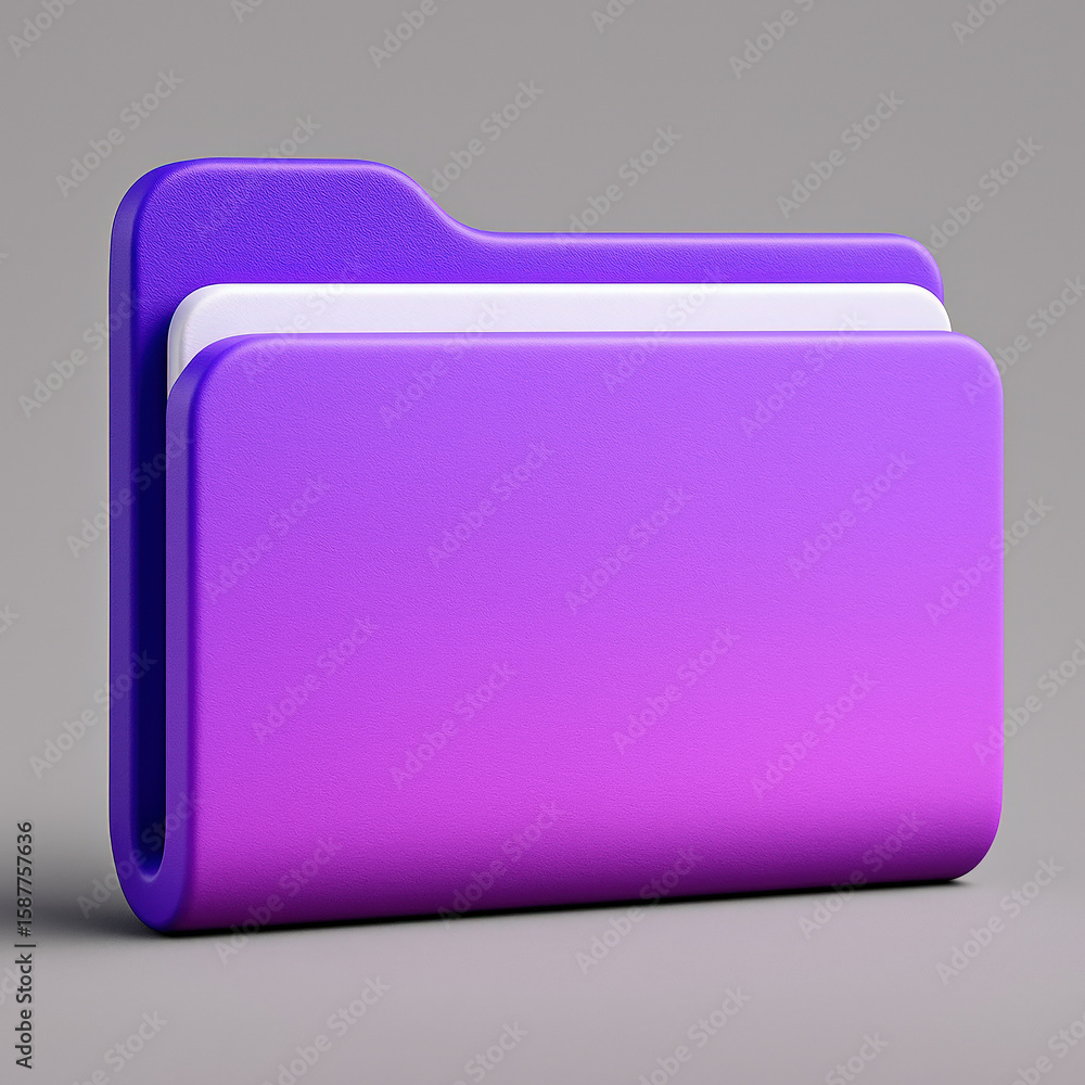 Poster 3d rendered purple folder icon for streamlined digital document management and efficient data organi