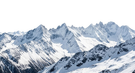 Fototapeta premium Snowy Mountain Range Peaks Landscape isolated PNG with Transparent Background