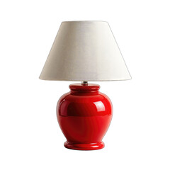 Red ceramic table lamp with cream shade (2)