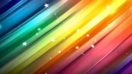 Vibrant rainbow stripes with sparkling stars creating a colorful abstract background for design - Powered by Adobe