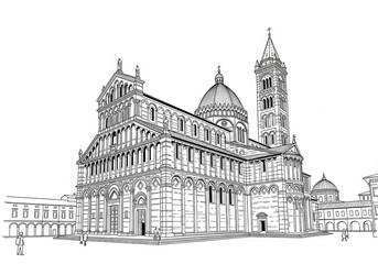 Fototapeta premium Santa Maria delle Grazie in Milan one line drawing style