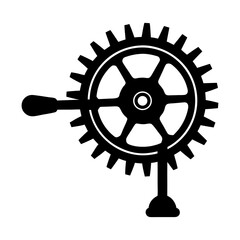 Obraz premium Vintage gear mechanism antique machine cogwheel vector graphic silhouette