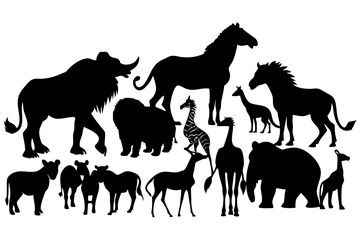 Vector art of silhouette of animals 