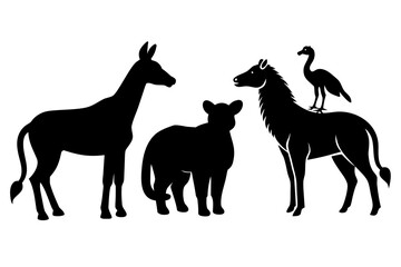 Vector art of silhouette of animals