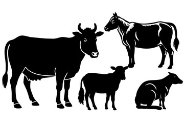 Vector art of silhouette of horses 