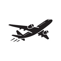 Airplane Silhouette Vector Illustration on White Background