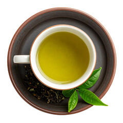 Minimalist Green Tea Composition on transparent background