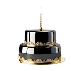 Luxurious Two-Tier Black Cake with Candlelight

