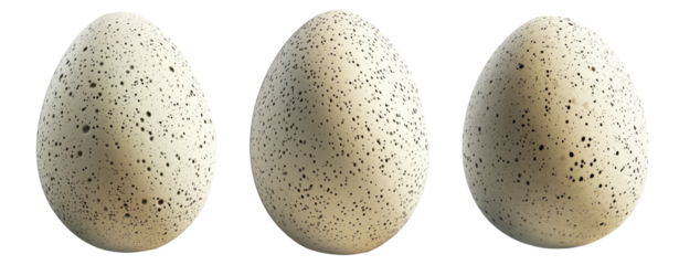 Speckled egg with natural pattern and smooth surface, isolated on white transparent background. Concept of nature, wildlife, and reproduction