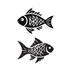 Fish silhouette vector illustration on white background